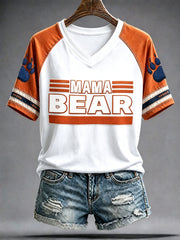 Women's Chicago Football Lover Bear Art Printed T-shirt