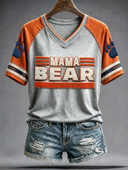 Women's Chicago Football Lover Bear Art Printed T-shirt