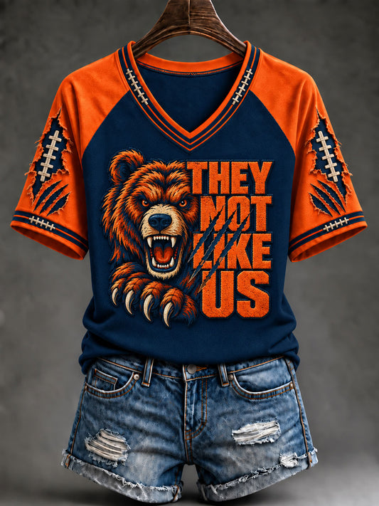 Women's Football Gameday Gift For Football Fans V-neck Short Sleeve T-shirt