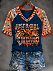 Women's Football Gameday Gift For Football Fans V-neck Short Sleeve T-shirt