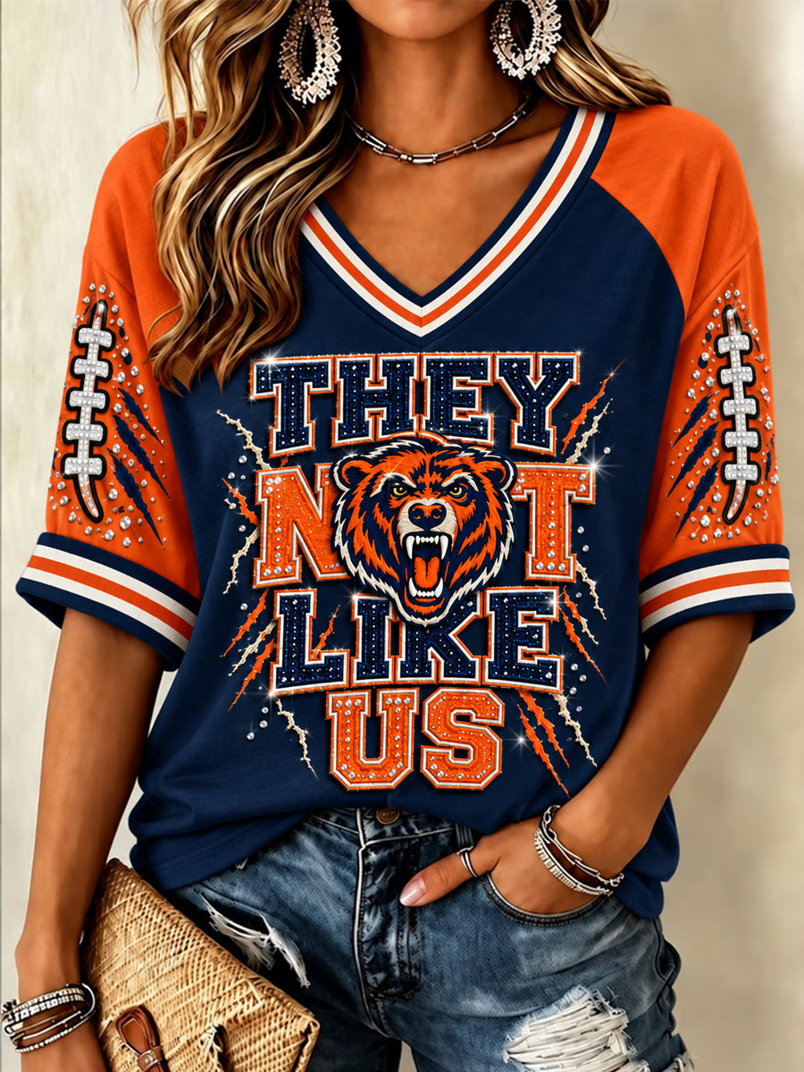 Women's Football Gameday Gift For Football Fans Casual Half-Sleeve V-Neck T-Shirt