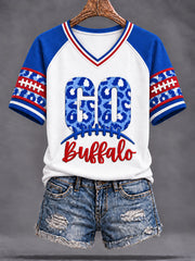 Women's Buffalo Football Fans Lovers Gameday Casual Short-Sleeved T-Shirt