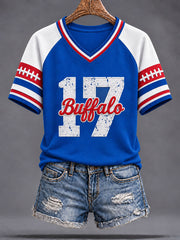 Women's Buffalo Football Fans Lovers Gameday Casual Short-Sleeved T-Shirt