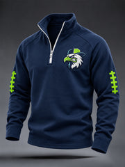 Men's Football Gameday Gift For Football Fans Casual Zipper Sweatshirt