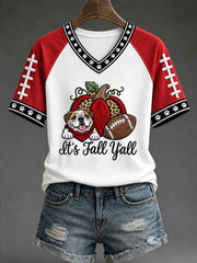 Women's Game Day Football Printed Casual T-Shirt