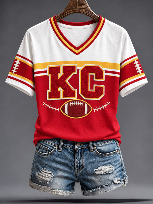 Women's Football Gameday Gift For Football Fans V-Neck Tee