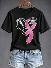 Women's Las Vegas Football Fan Breast Cancer Awareness Print T-shirt