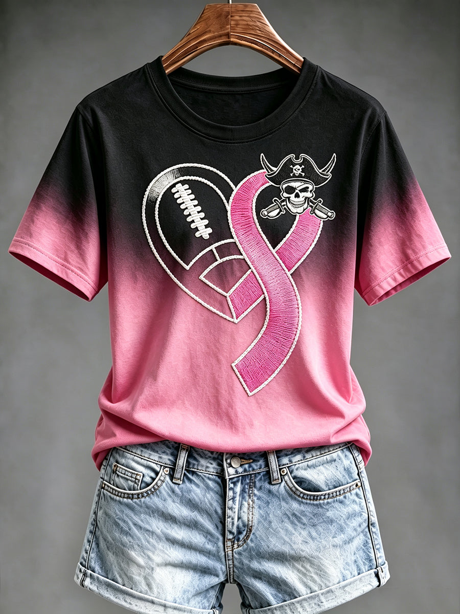 Women's Las Vegas Football Fan Breast Cancer Awareness Print T-shirt
