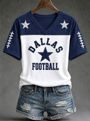 Women's Football Gameday Gift For Football Fans Casual V-Neck Tee