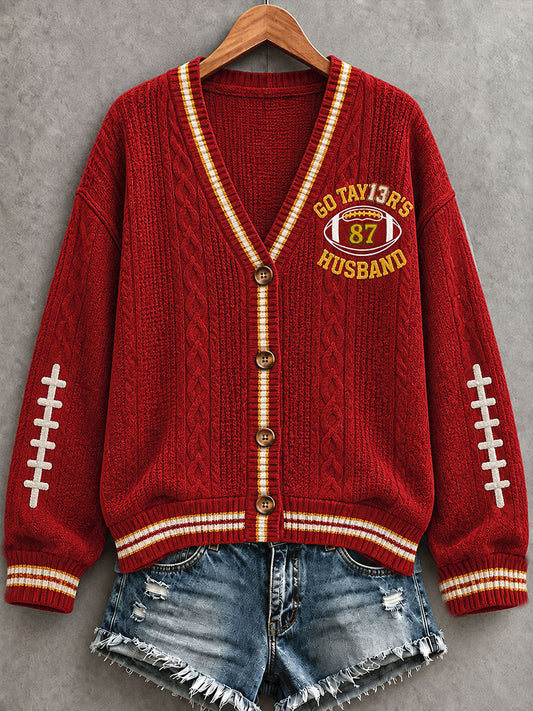 Women's Music Lover Kansas Football Lover Prrinted Cardigan