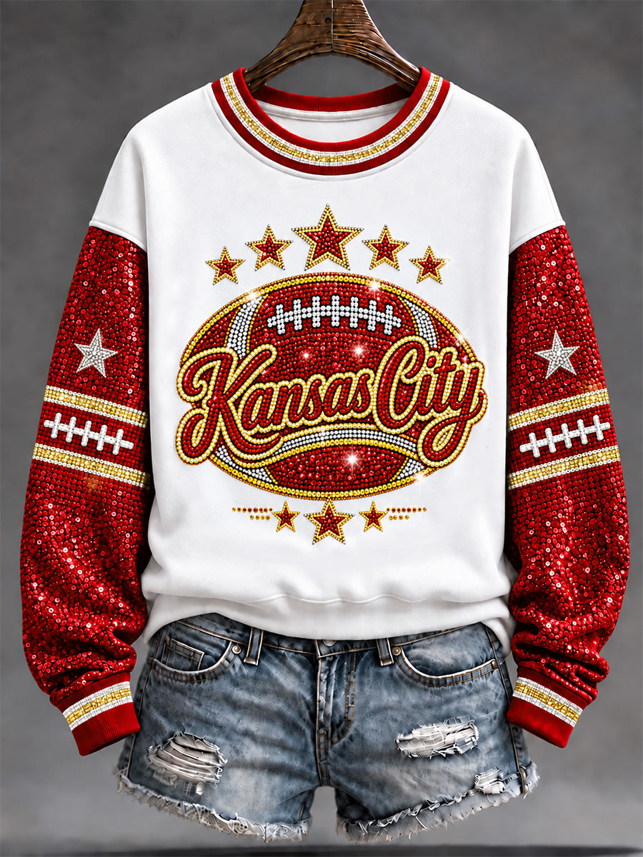 Women's Football Gameday Gift For Football Fans Print Sweatshirt
