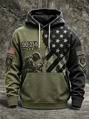 Men's Veterans Day DD-214 Alumni US Flag Print Casual Hoodie