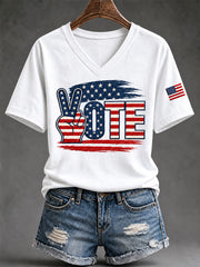 Women's Vote Print V-Neck Tee