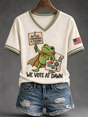 Women's Vote Print V-Neck Tee
