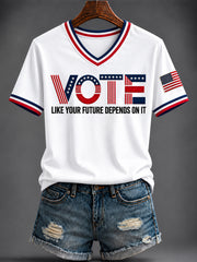 Women's VOTE Printed V-neck T-shirt