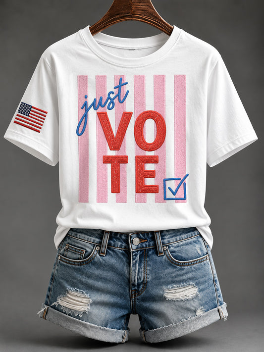 Women's Just Vote Print Cozy Short-sleeved T-shirt