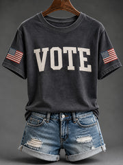 Women's Just Vote Print Cozy Short-sleeved T-shirt