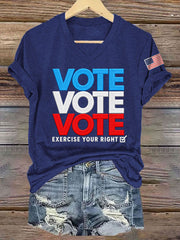 Women's Vote Vote Vote Exercise Your Right Casual V-Neck Tee