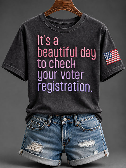Women's Just Vote Print Cozy Short-sleeved T-shirt