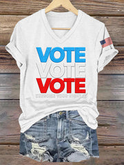 Women's Vote Vote Vote Exercise Your Right Casual V-Neck Tee