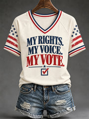Women's Vote It Matters Print Casual V-Neck Tee