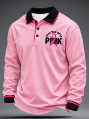 Men's Breast Cancer Awareness Real Men Wear Pink Long Sleeve Shirt