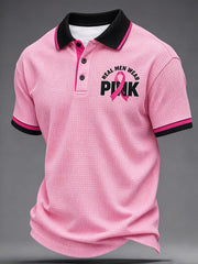 Men's Breast Cancer Awareness Real Men Wear Pink Waffle Shirt