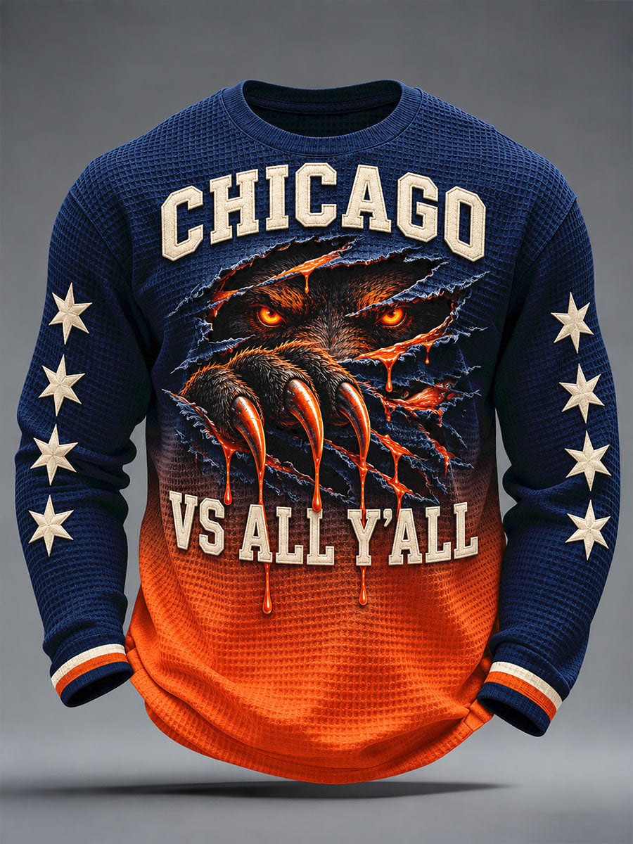 Men's Chicago Football Lover Printed Waffle Tops