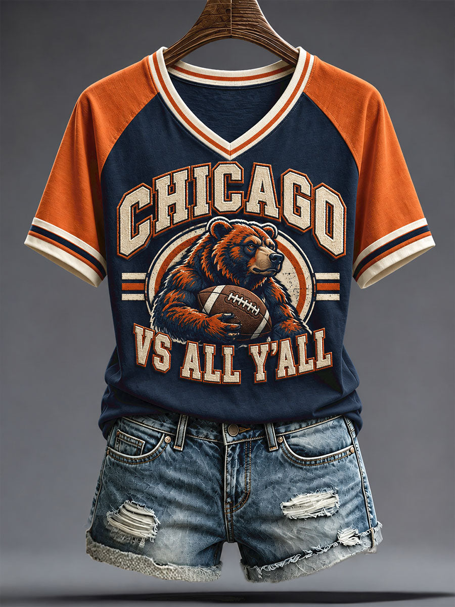 Women's Chicago Football Lover Printed T-shirt