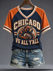 Women's Chicago Football Lover Printed T-shirt