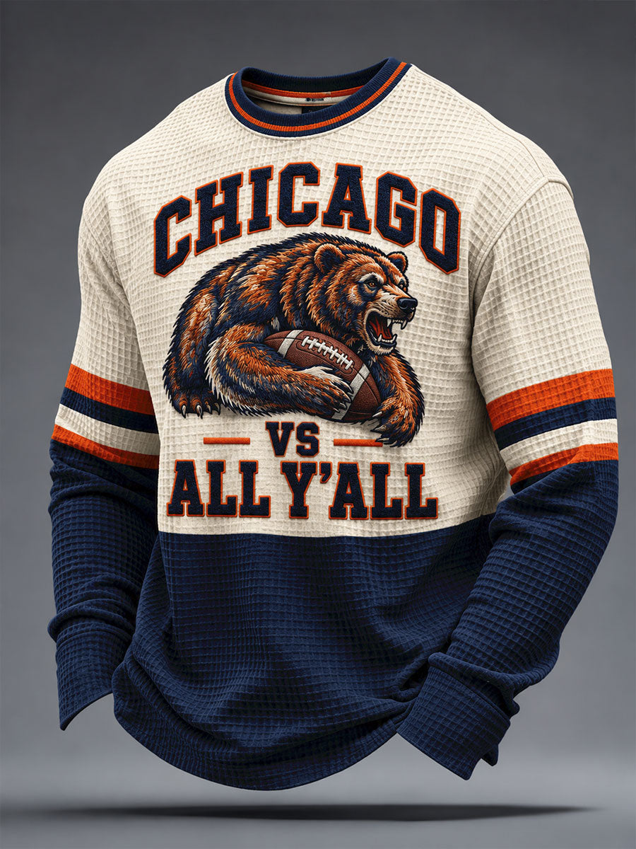 Men's Chicago Football Lover Printed Waffle Sweatshirt