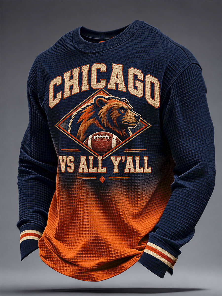 Men's Chicago Football Lover Printed Waffle Sweatshirt