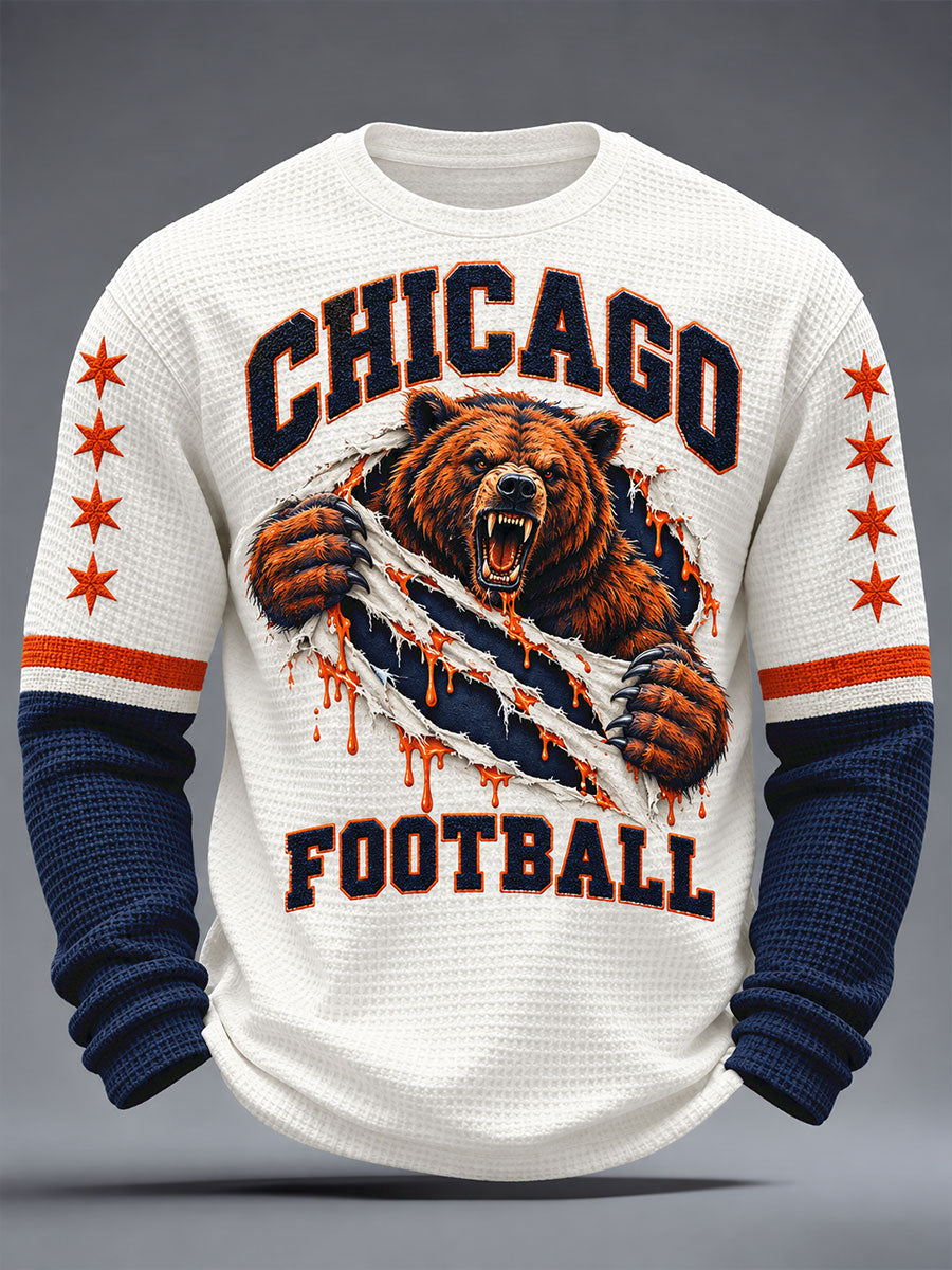 Men's Chicago Football Lover Printed Waffle Tops