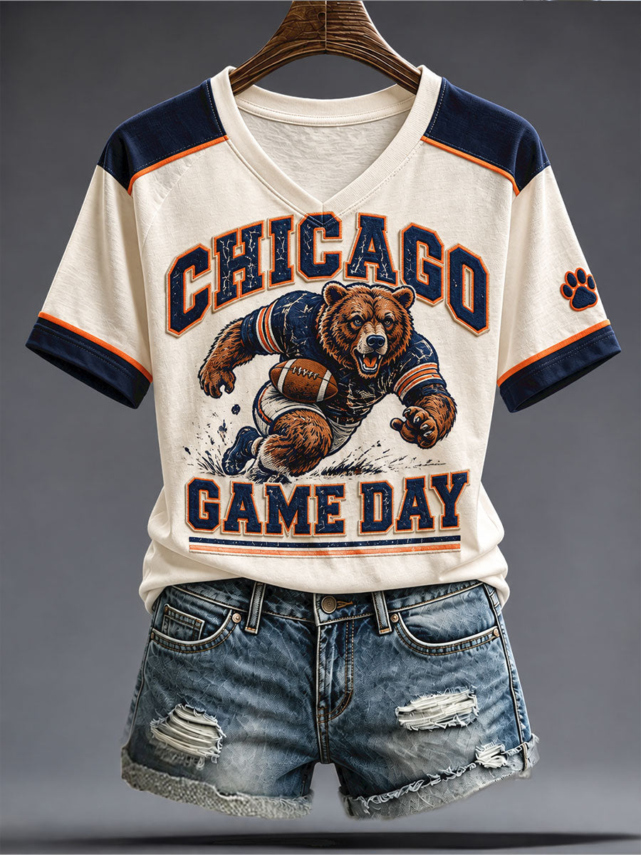 Women's Chicago Football Lover Printed T-shirt