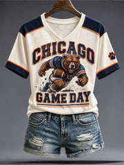Women's Chicago Football Lover Printed T-shirt