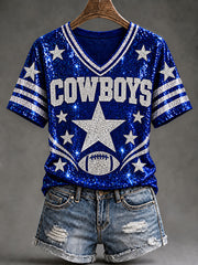 Women's Cowboys Football Fans Lovers Gameday Casual Short-Sleeved T-Shirt