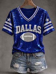 Women's Cowboys Football Fans Lovers Gameday Casual Short-Sleeved T-Shirt