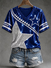 Women's Football Gameday Gift For Football Fans Casual V-Neck Tee