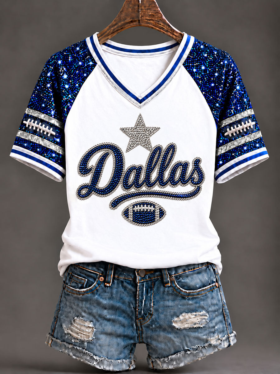 Women's Cowboys Football Fans Lovers Gameday Casual Short-Sleeved T-Shirt