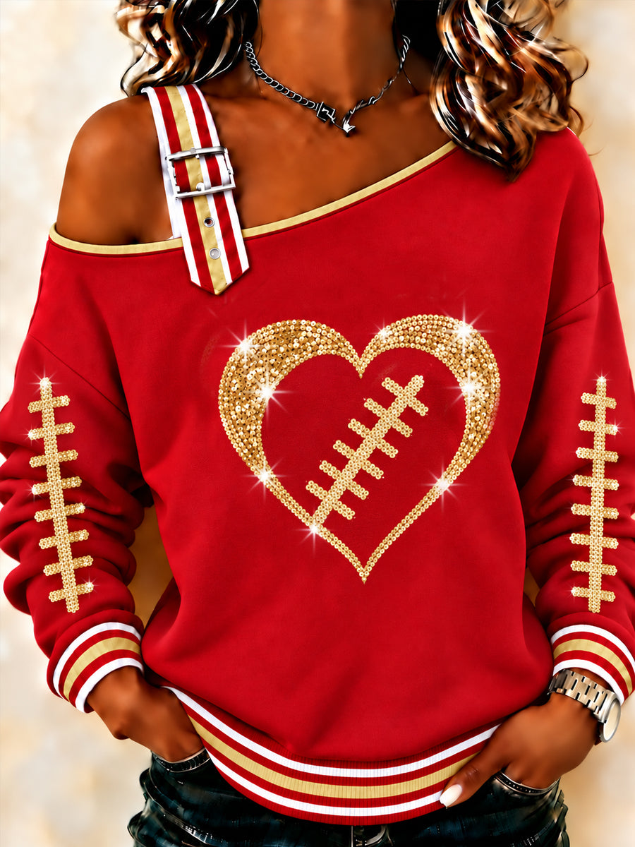 Women's Football Gameday Gift For Football Fans Off-Shoulder Sweatshirt