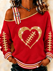 Women's Football Gameday Gift For Football Fans Off-Shoulder Sweatshirt