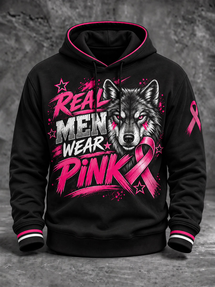 Men's Breast Cancer Awareness Real Men Wear Pink Hoodie