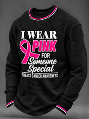 Men's Breast Cancer Awareness Real Men Wear Pink Waffle Sweatshirt