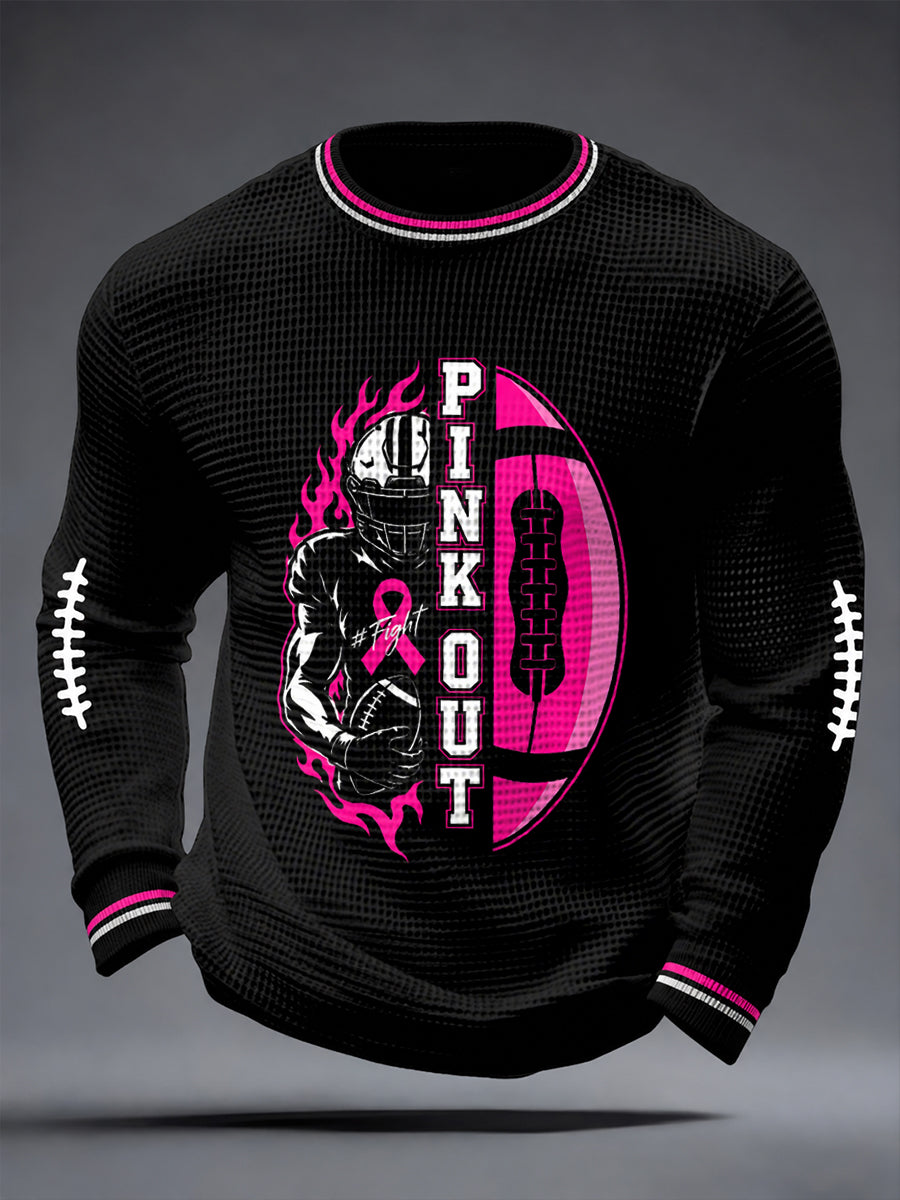 Men's Breast Cancer Awareness Real Men Wear Pink Waffle Long Sleeve T-Shirt