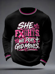 Men's Breast Cancer Awareness Real Men Wear Pink Waffle Long Sleeve T-Shirt