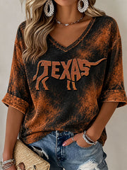 Women's Football Game Day Print Casual T-Shirt