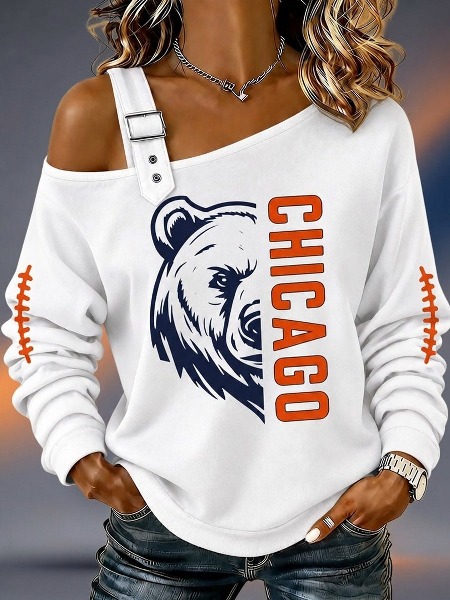Women's Football Gameday Gift For Football Fans Casual Off-Shoulder Sweatshirt