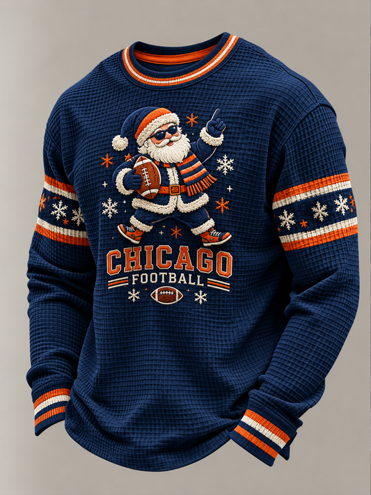 Men's Football Gameday Gift For Football Fans Waffle Sweatshirt