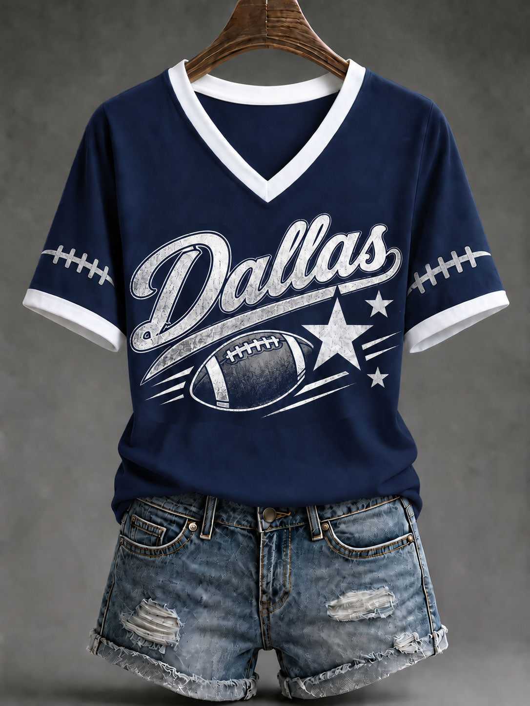 Women's Cowboys Football Fans Lovers Gameday Casual Short-Sleeved T-Shirt