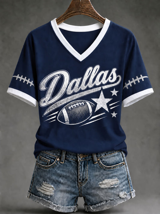 Women's Cowboys Football Fans Lovers Gameday Casual Short-Sleeved T-Shirt